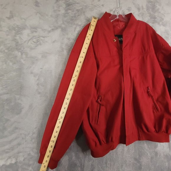 Vintage Windbreaker Mens Jacket Windbreaker Crew Collar Zip Pockets Lined Red XL - Picture 5 of 14